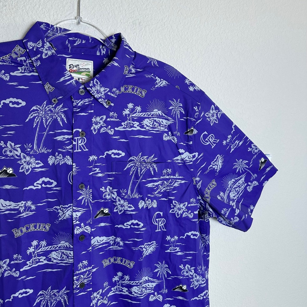 Reyn Spooner Colorado Rockies‎ MLB Performance Shirt Mens XL Purple Tropical NWT
